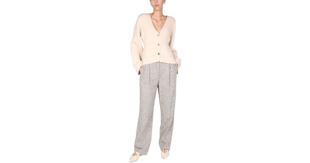Tory Burch Linen Trousers in Grey (Gray 