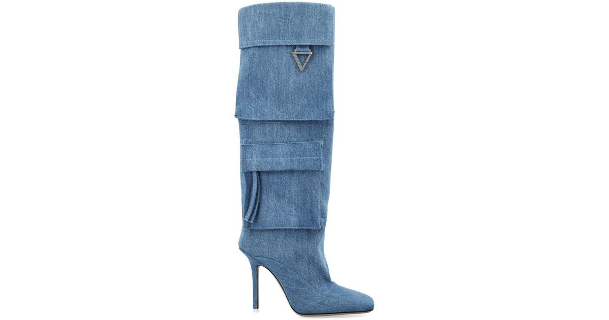 The Attico Sienna Denim Boots 105 in Blue | Lyst