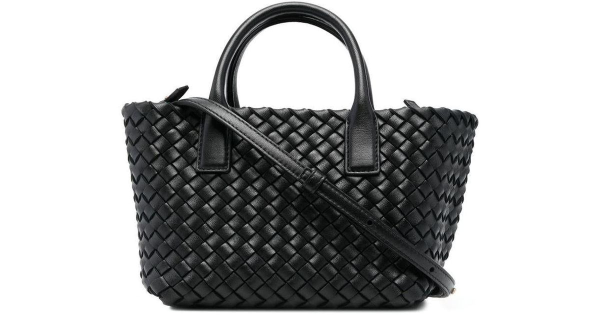 Bottega Cabat Mini Leather Bag in Black Lyst