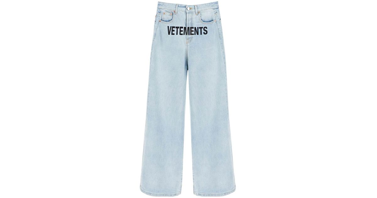 Vetements baggy Jeans With Logo Embroidery in Blue for Men Vetements baggy Jeans With Logo Embroidery in Blue for Men
