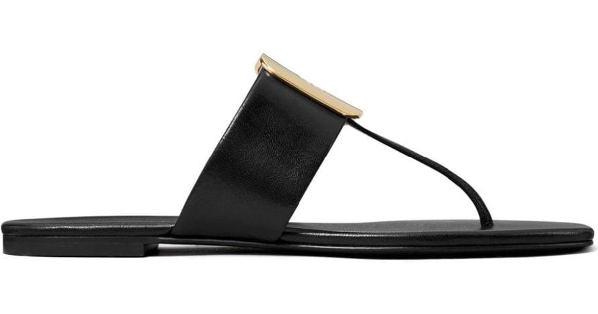 Tory Burch Georgia logo-debossed flip flops - Black