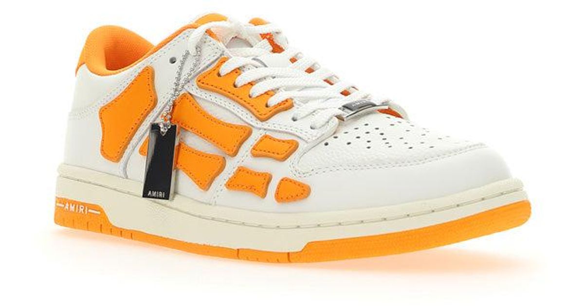 Amiri Leather Sneakers in White / Orange (White) for Men Lyst