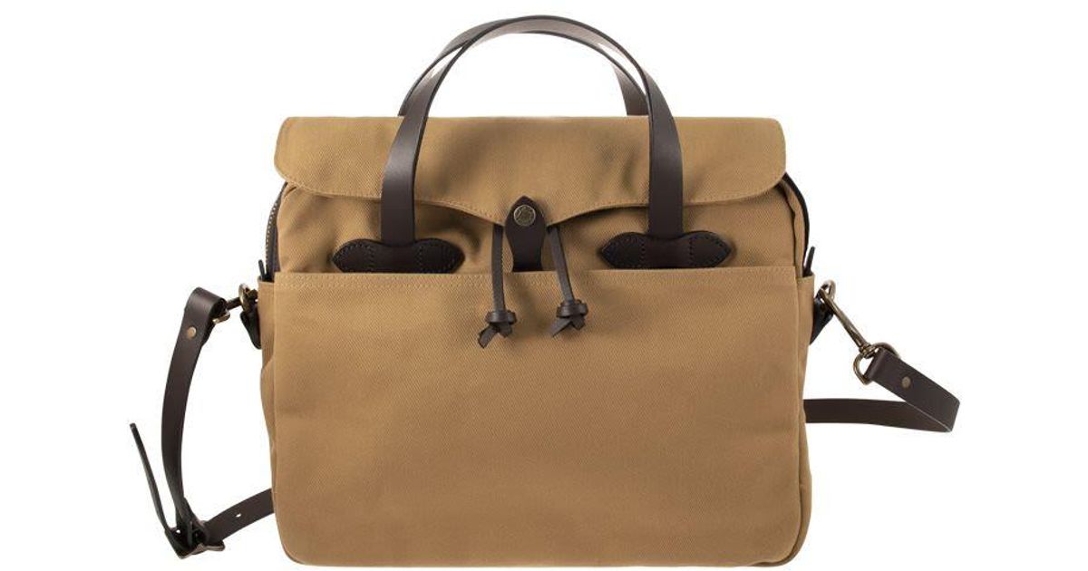 Filson Leather Rugged Twill Original Briefcase in Tan/Sand (Brown) for