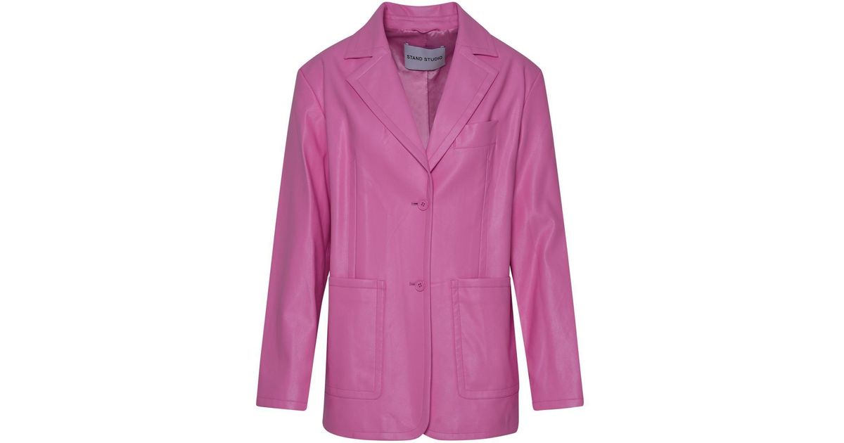 Stand Studio Keeva Blazer Jacket In Pink Polyurethane Blend | Lyst