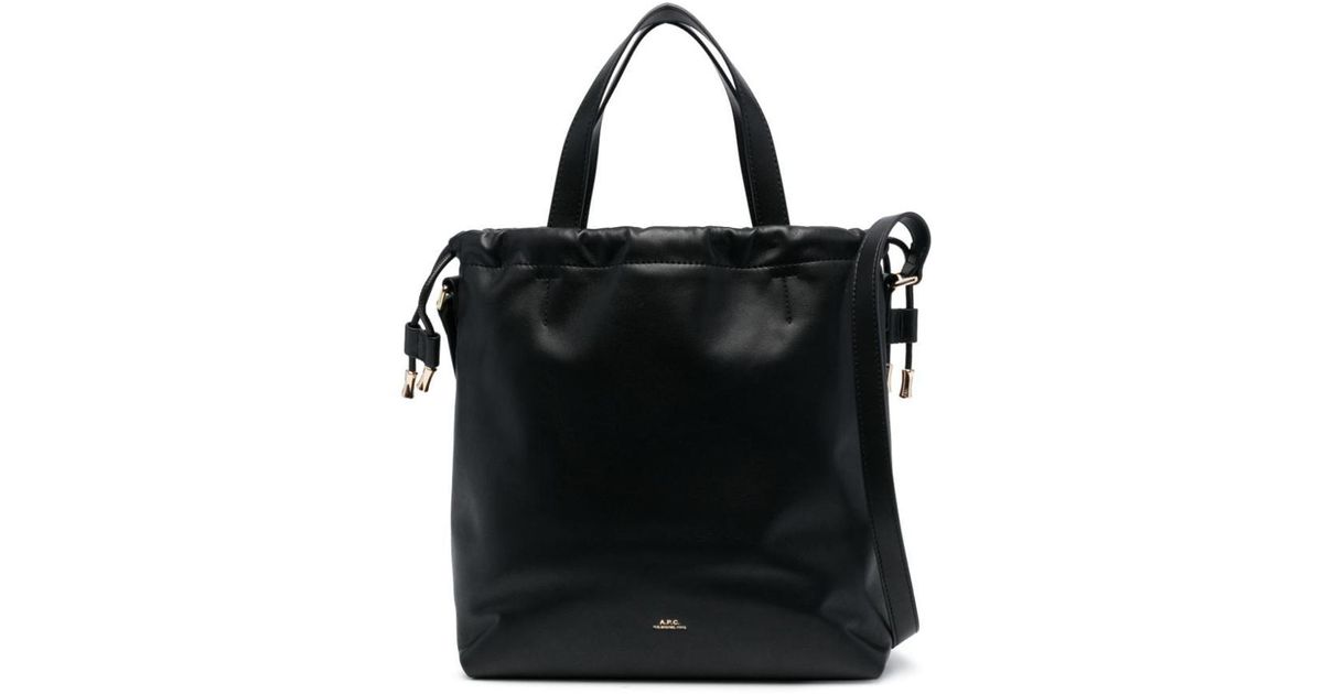 A.P.C. Ninon Logo-stamp Faux-leather Tote Bag in Black | Lyst Canada