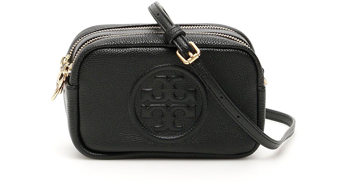 Tory Burch Leather Perry Bombe Mini Camera Bag in Black | Lyst