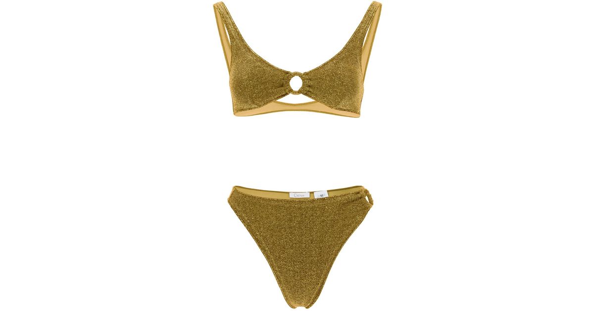 Oséree Oséree Lumière Ring Sporty 90s Bikini Set in Gold (Metallic ...
