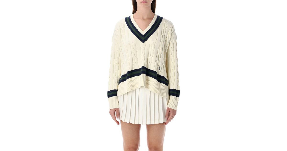 Sporty & Rich USA Knitted Sweater in Ecru