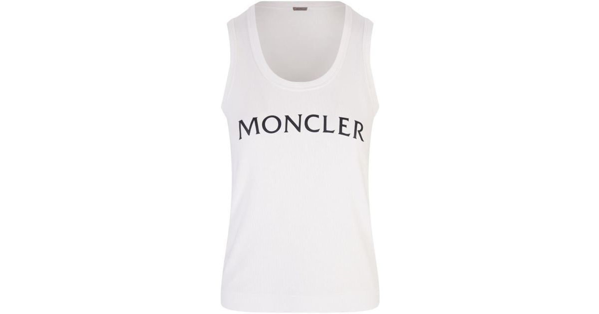 Moncler Tank Top With Logo in White Lyst