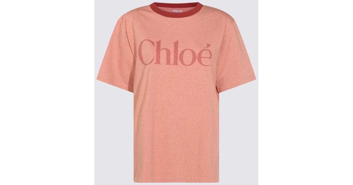 Chloé Cotton T-Shirt in Pink | Lyst