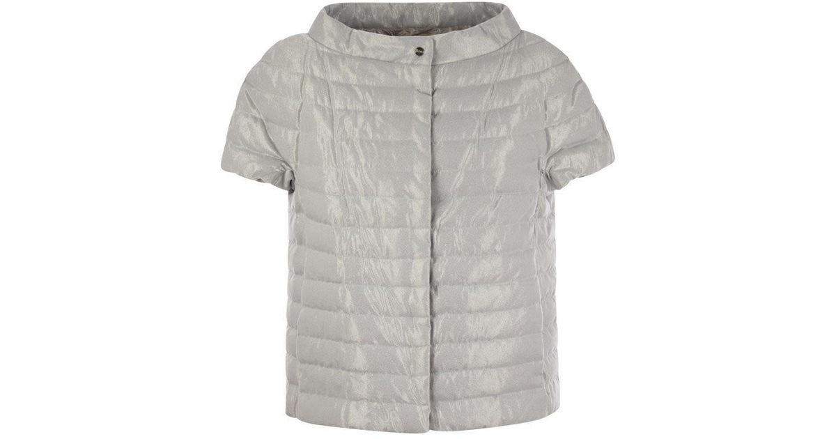 ジャケット HERNO Short-sleeved l-effect cape Herno Women's Short-sleeved Metal-effect Cape In Grey | ModeSens