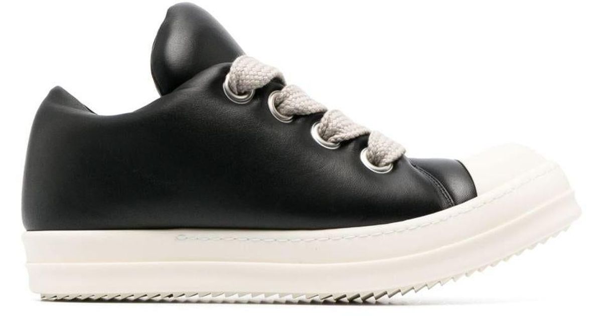 Rick Owens Jumbo Lace Padded Low Sneakers in Black | Lyst