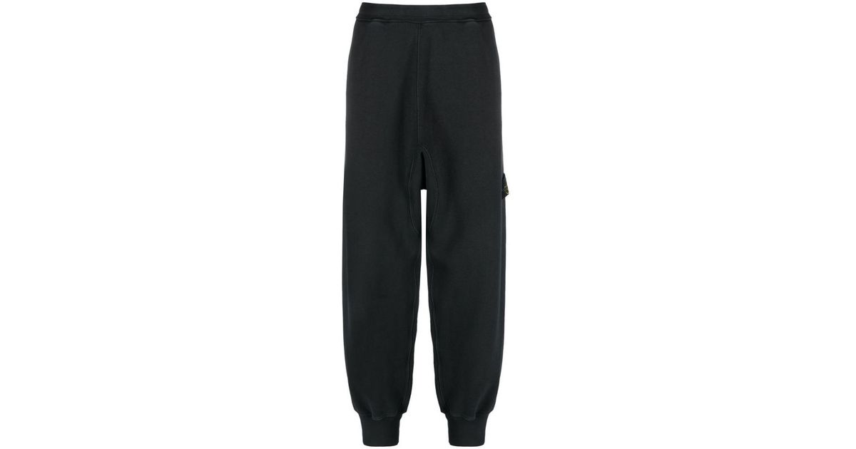 Stone Island Compass-patch Cotton Track Pants in Black for Men