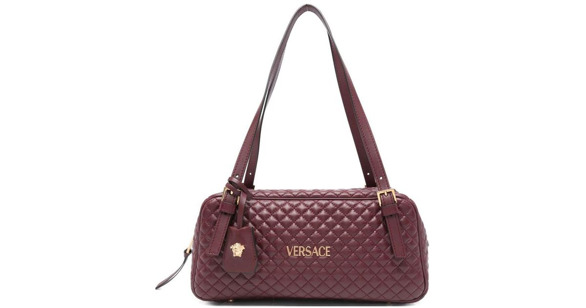 【関税＆送料込み】Versace Bordeaux Quilted Leather Bowling Bordeaux quilted leather bowling crossbody bag