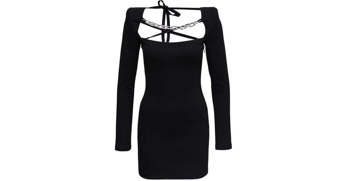 ワンピース GIUSEPPE DI MORABITO Black Jersey Dress with Chain Detail GIUSEPPE DI MORABITO Jersey Dress With Chain Detail in Black
