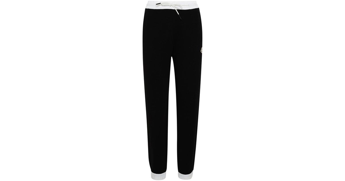 Moncler Black Cotton JOGGING Pants | Lyst