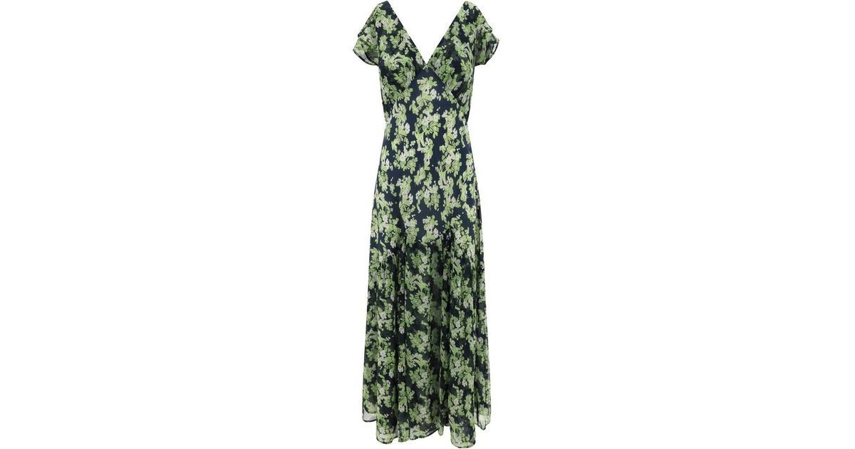 RIXO London Cinzia Floral-print Midi Dress in Green | Lyst