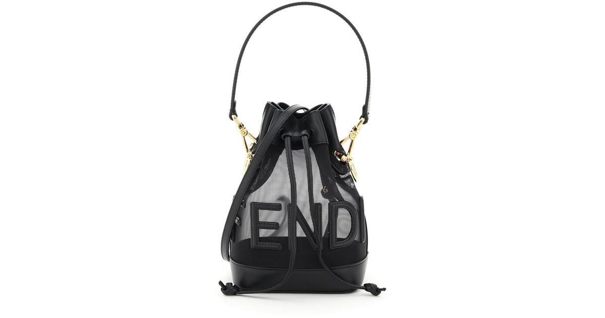 Fendi Black Mesh Convertible Bucket Bag QBB4MV42KB000
