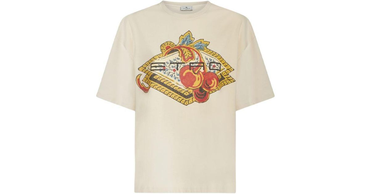 Etro T-shirt With Shield Logo in White | Lyst