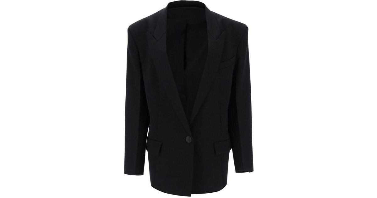 The Attico Glen Oversized Blazer In Stretch Wool in Black | Lyst