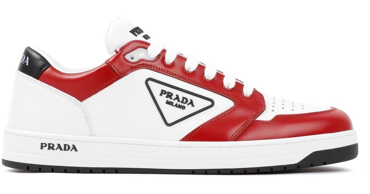 Prada Leather Downtown Sneakers Shoes in White for Men | Lyst