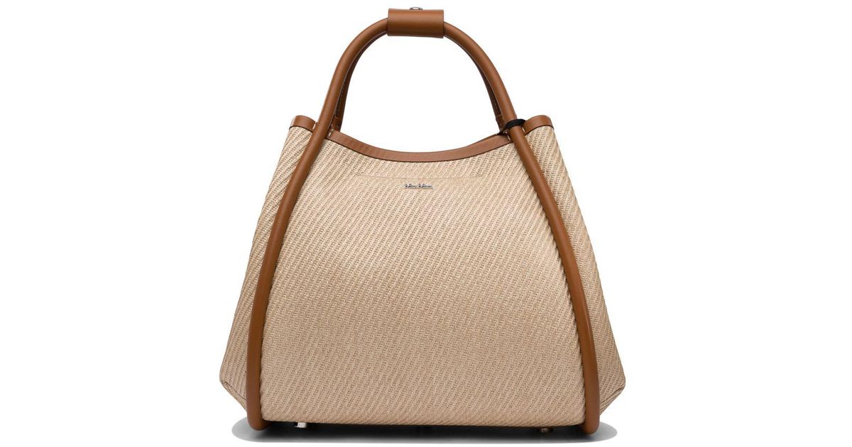 【MaxMara】Borsa Marine extra small in tessuto effetto rafia Extra-Small raffia-look fabric Marine bag, dark brown