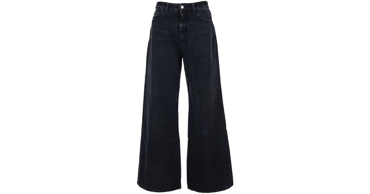 ICON DENIM 'debby' Black Jeans With Wide Leg And Logo Patch On The Rear ...