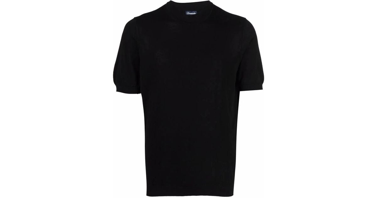 Drumohr Short Sleeves Turtle Neck T-Shirt in Black for Men