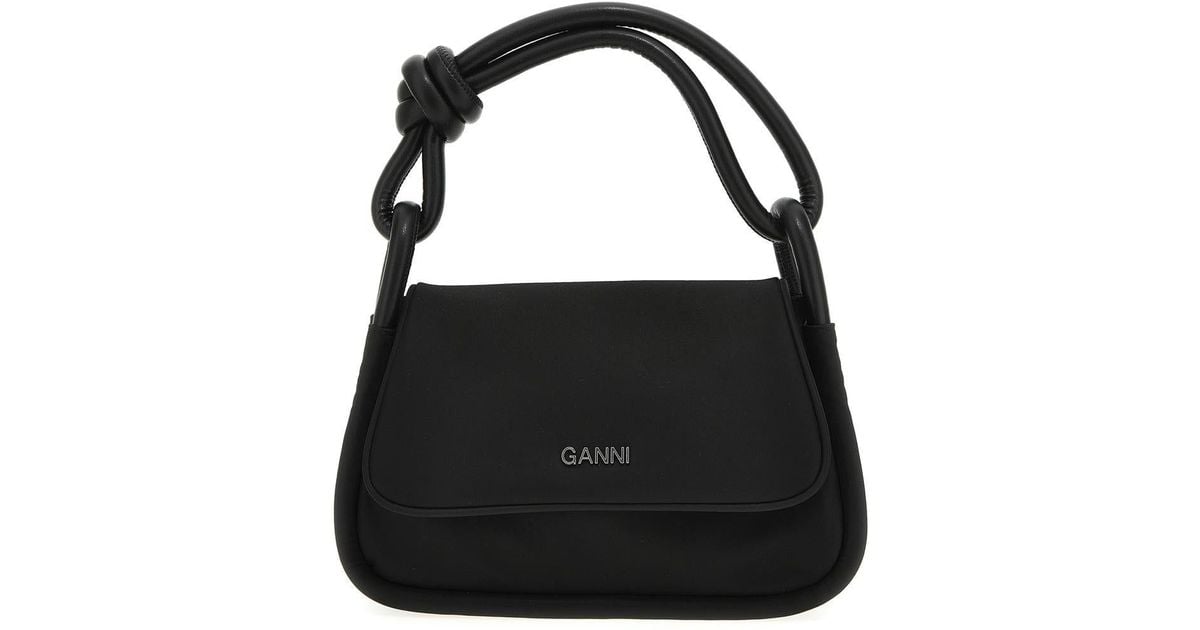 Ganni Knot Flap Over Shoulder Bag Shoulder Bags in Black Lyst