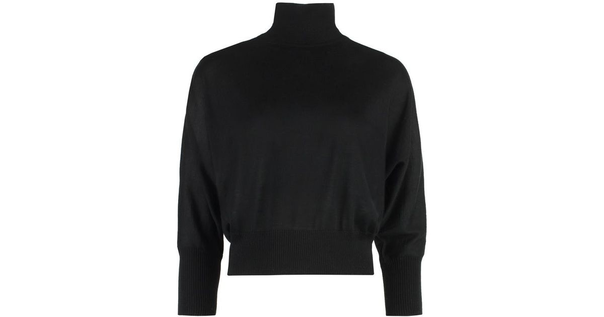 Max Mara Talea Wool Turtleneck Sweater in Black | Lyst