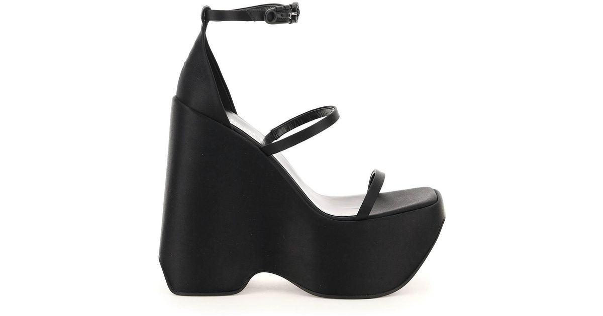 Versace Satin Triplatform Sandals in Black | Lyst