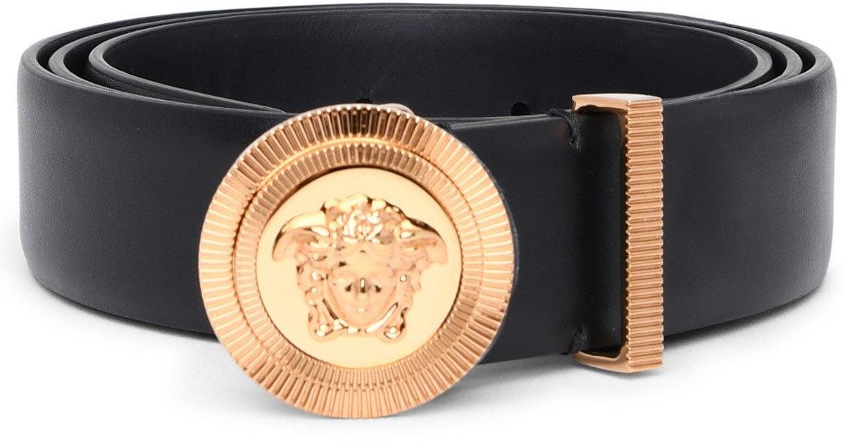 Versace Leather Cintura Medusa Oro in Black | Lyst