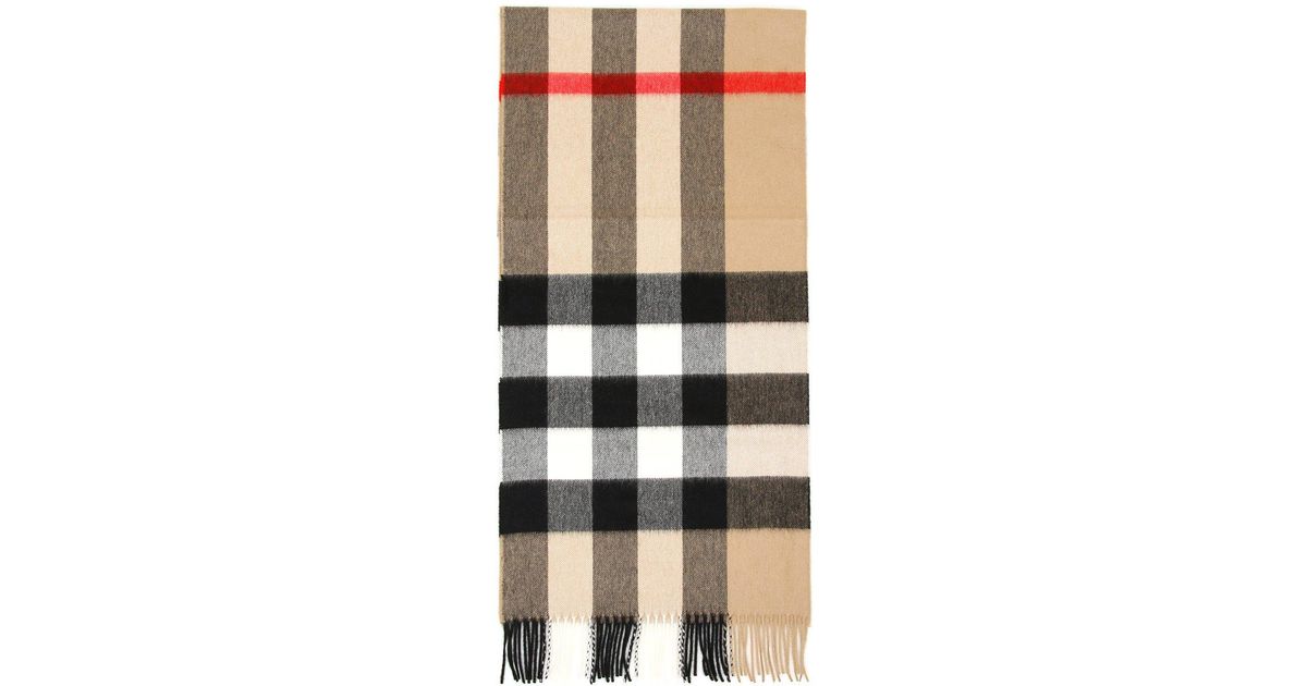 Burberry Half Mega Check Cashmere Scarf | Lyst