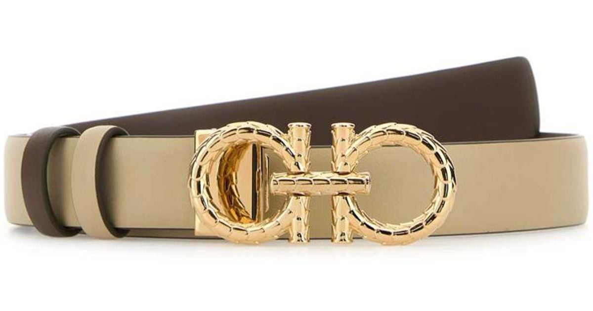 Ferragamo Salvatore Sand Leather Reversible Belt | Lyst