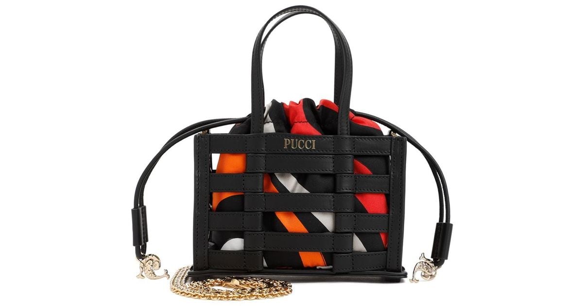 Emilio Pucci Logo Top Handle Clutch Messenger Bag Multicolor