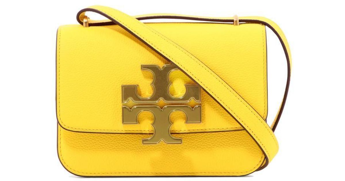 Tory Burch Leather Logo Flap Bag in Yellow | Lyst
