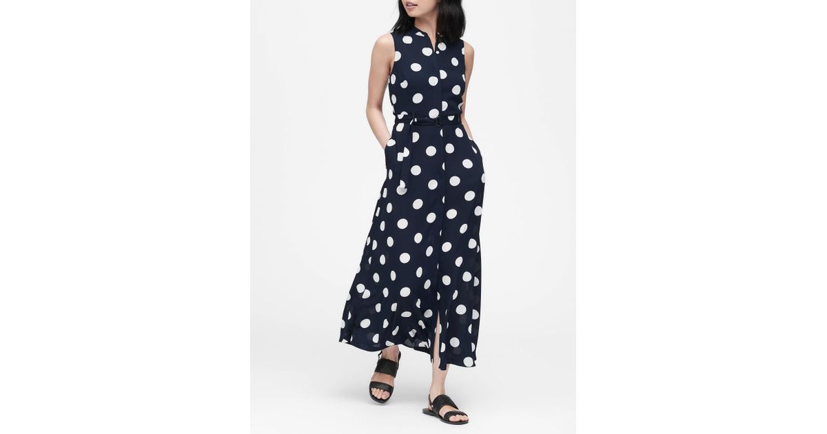 banana republic blue polka dot dress