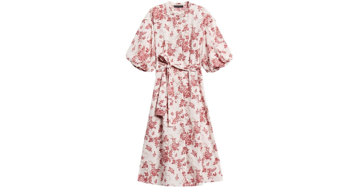 Cotton Poplin Puff-sleeve Shirt Dress 