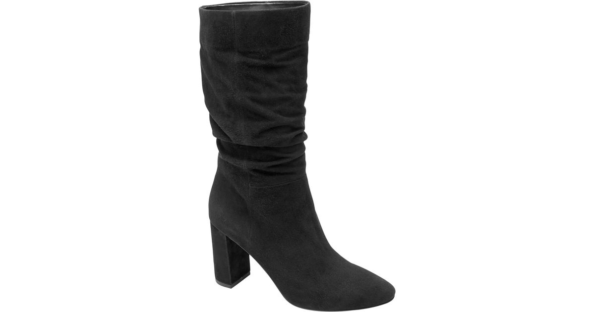 black slouch heel boots
