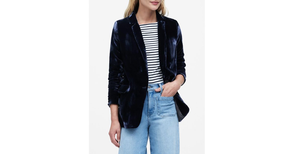 Banana Republic Petite Velvet Soft Blazer in Midnight Blue (Blue) Lyst