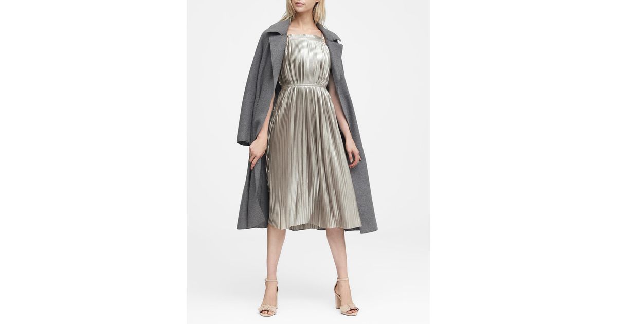 banana republic metallic pleated dress