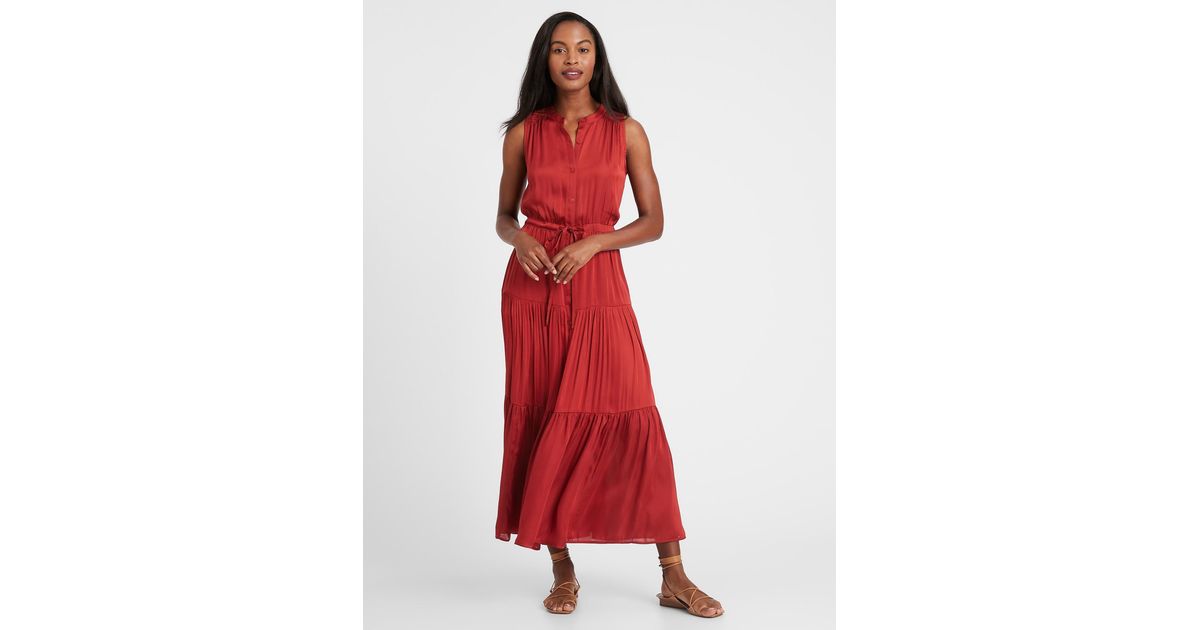 Banana Republic Satin Tiered Maxi Shirt 