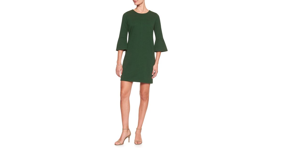 emerald green bell sleeve dress