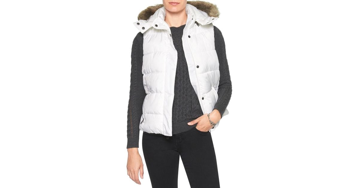 fur hooded puffer vest