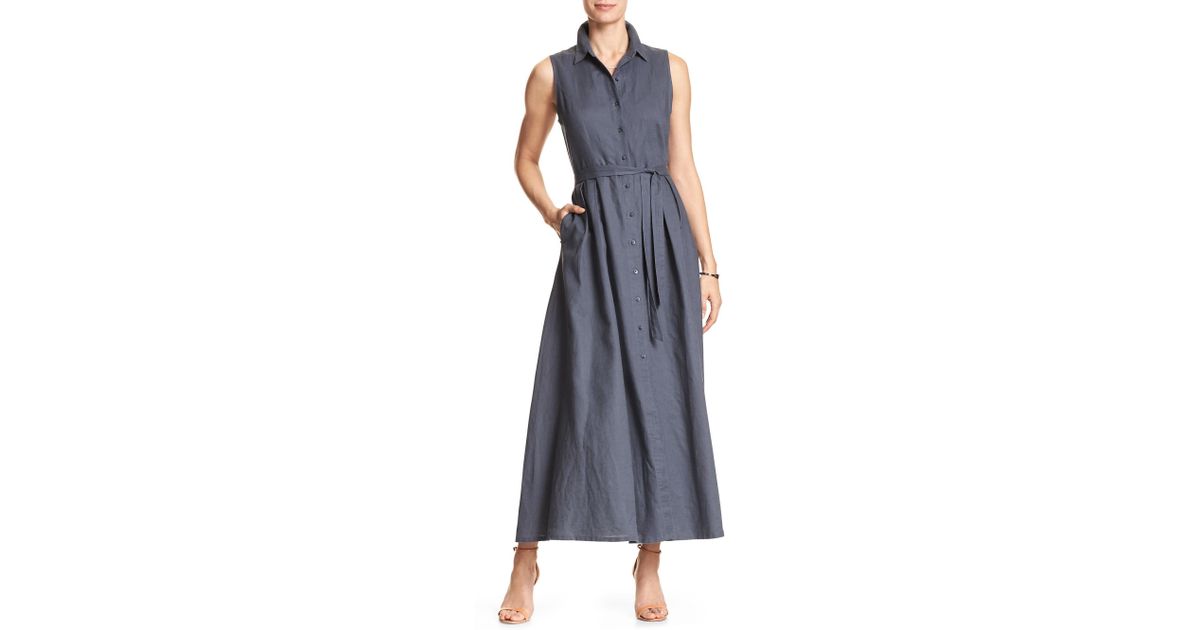 linen maxi shirt dress