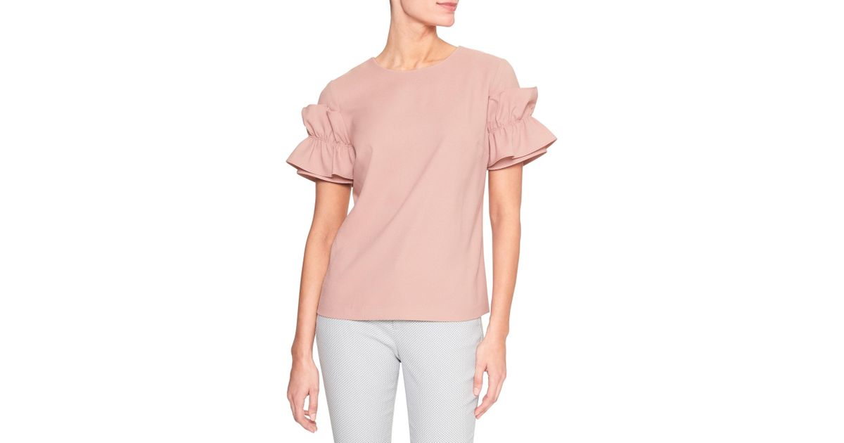 pink ruffle sleeve top