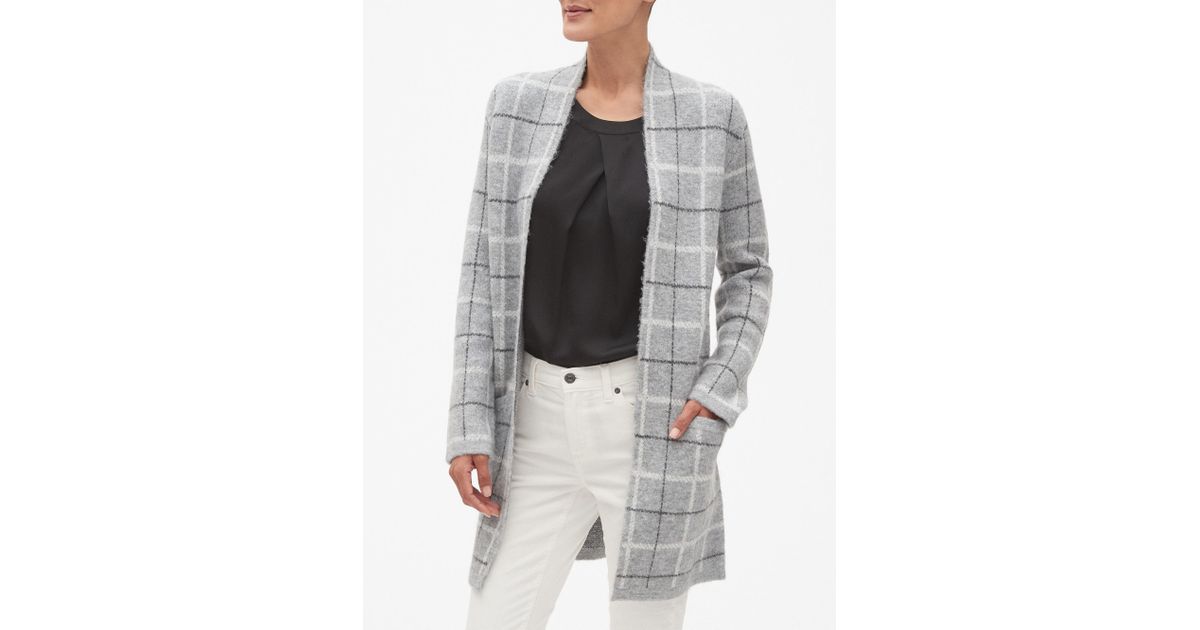 grey plaid cardigan