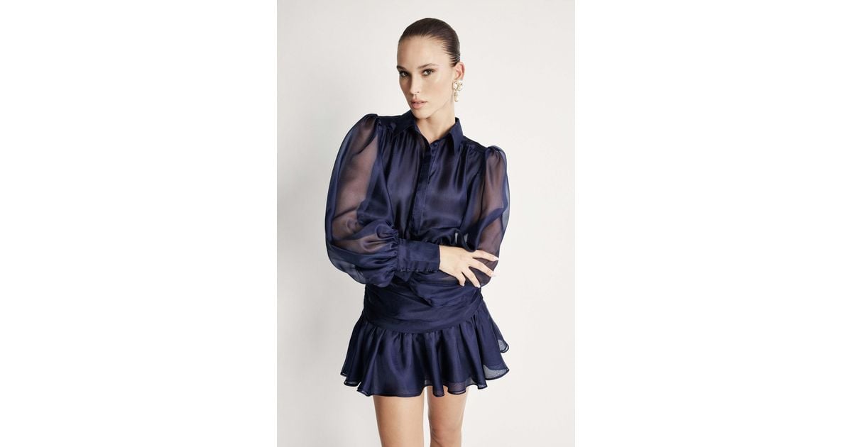 Bardot Milani Organza Shirt Dress in Blue | Lyst