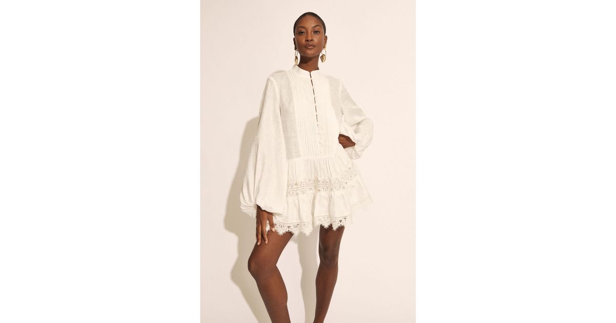 chinese dress ladies Antonia Lace Trim Mini Dress – Hemline Sandestin main image 1