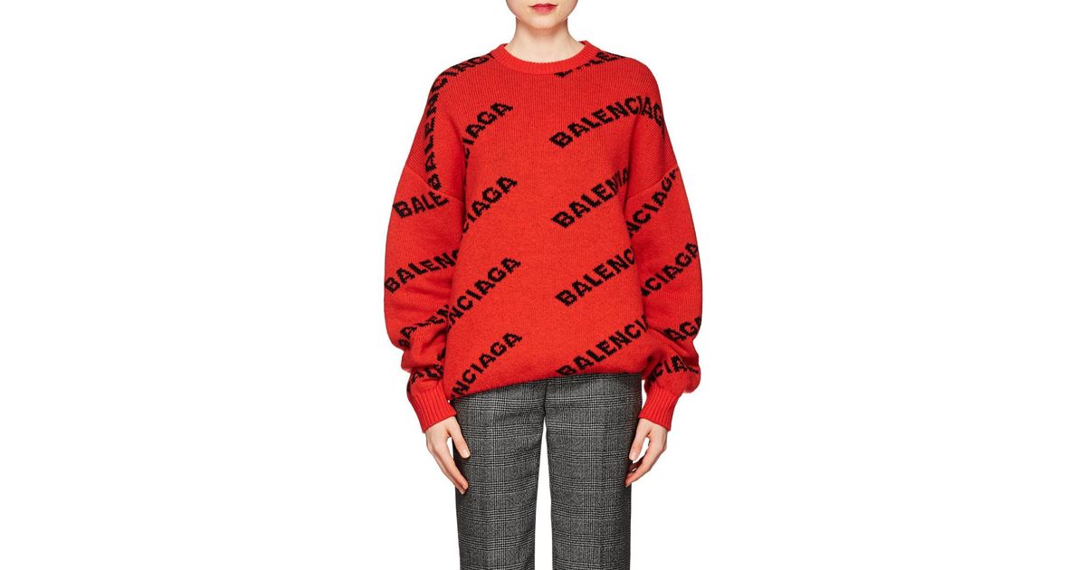 red balenciaga sweater